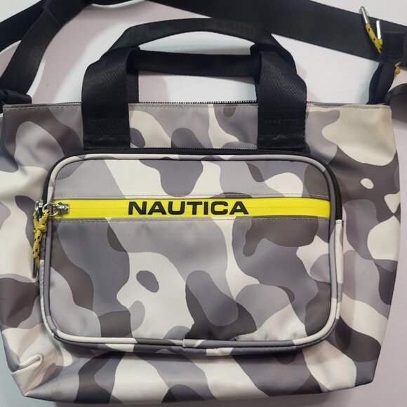 Nautica Satchel Bag Black and White Camo - Picture 1 of 12